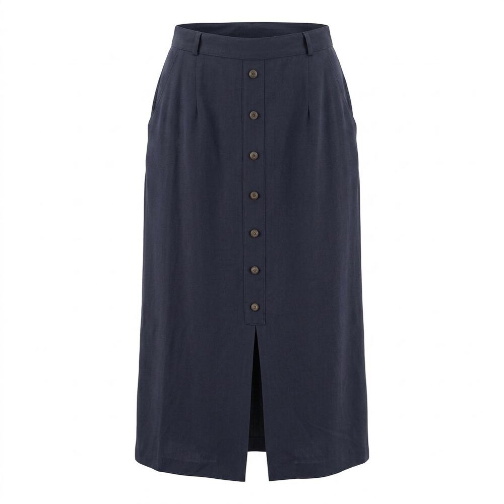 Vintage Tall Girl Button Front Lined Midi Skirt Women See Measurements